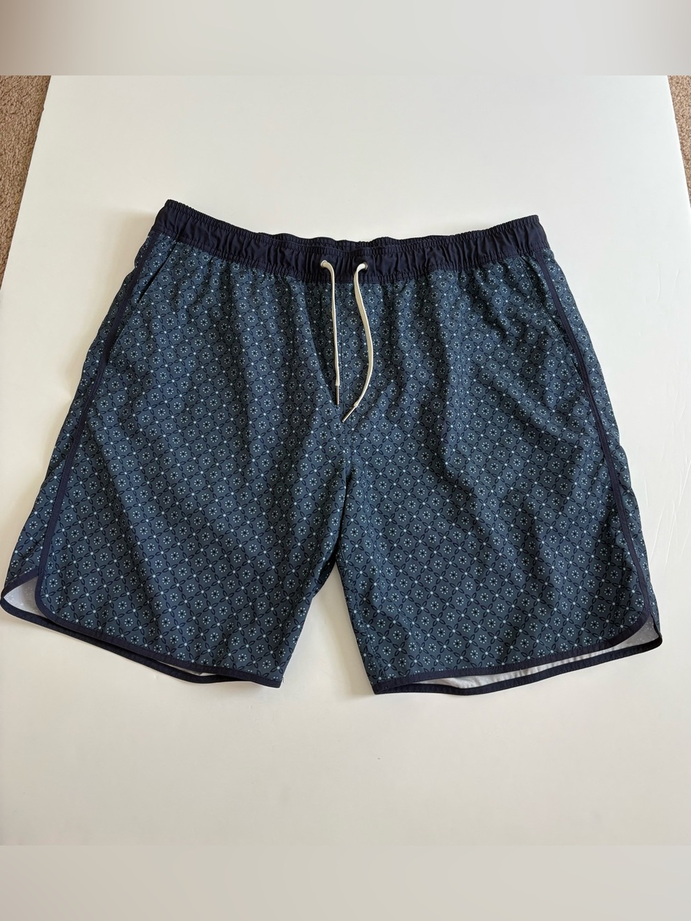 Fair Harbor Anchor Swim Trunks Size XL Blue Geometric Print Lined Size XL